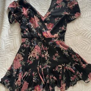 Black floral romper